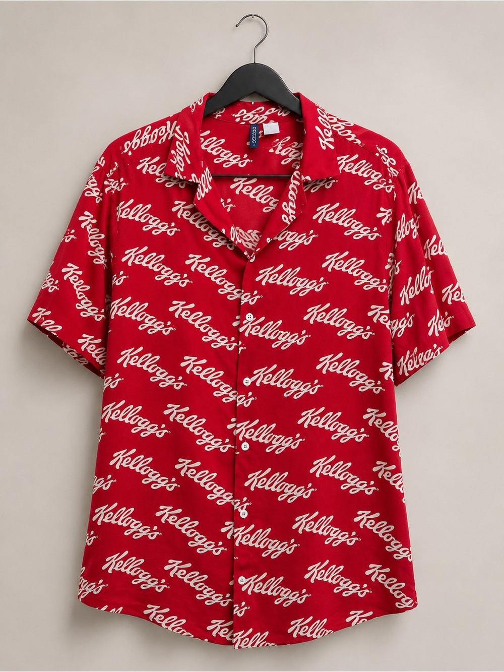 H&M Kellogg’s Logo Print Button Up Shirt Men’s L Graphic Streetwear Short Sleeve